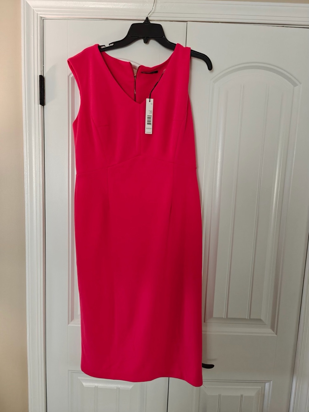 Tahari Hot Pink Cap-Sleeve Sheath Dress
